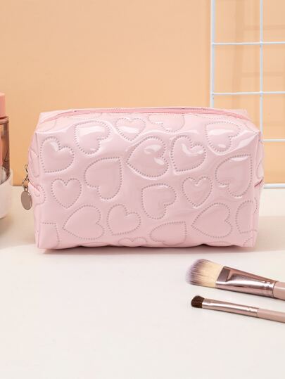 pink heart make up bag