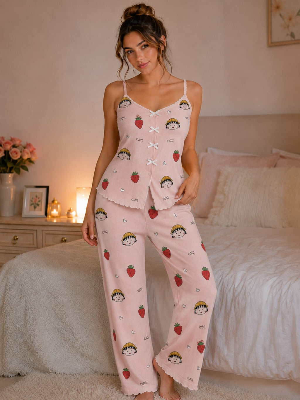 Pyjama pantalon + bretelle (small/medium)