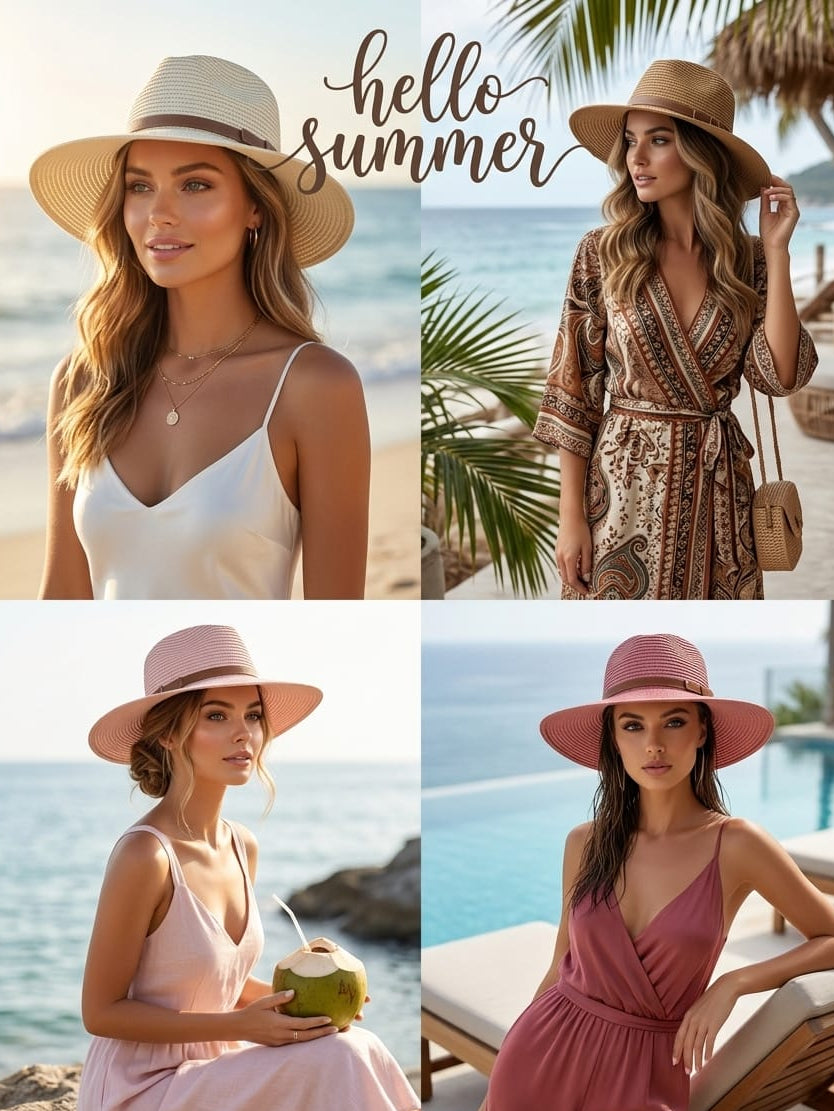 colored beach hat