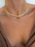 stainles style gold necklace