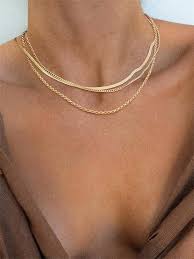 stainles style gold necklace
