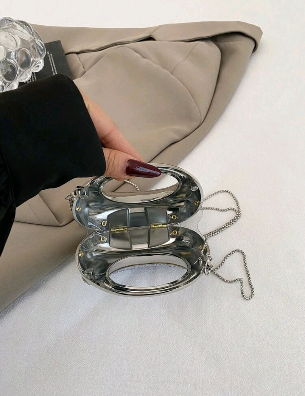 Silver evening mini bag