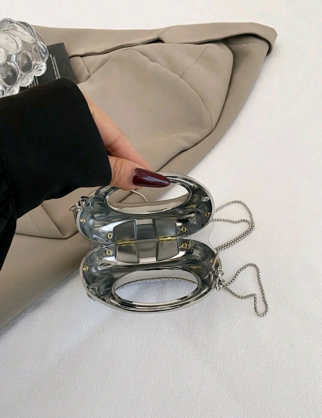 Silver evening mini bag