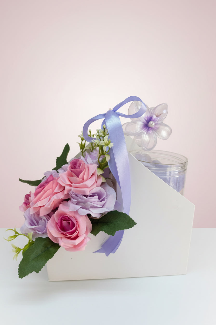 Customized flower box + 1 clips + scrunchies jar
