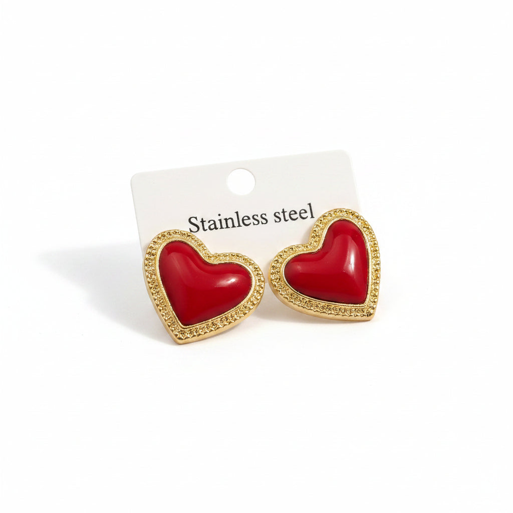 Red stainless steel earrings