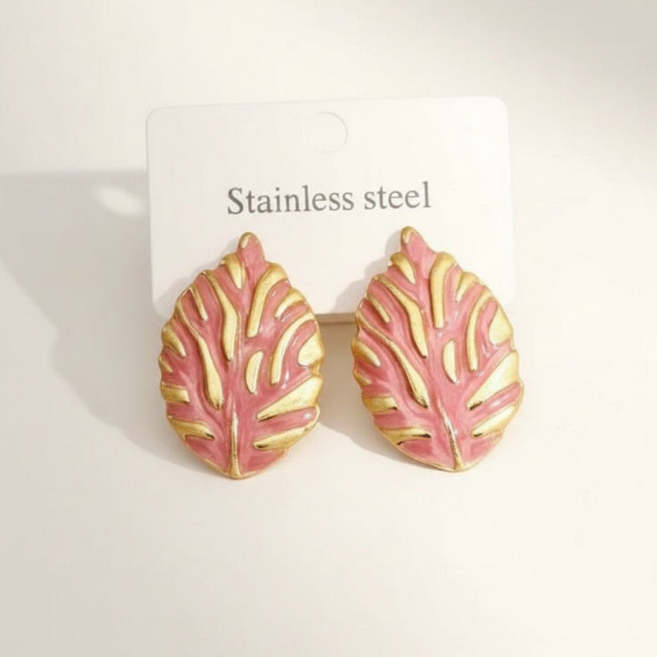 Pink stainless steel earrings
