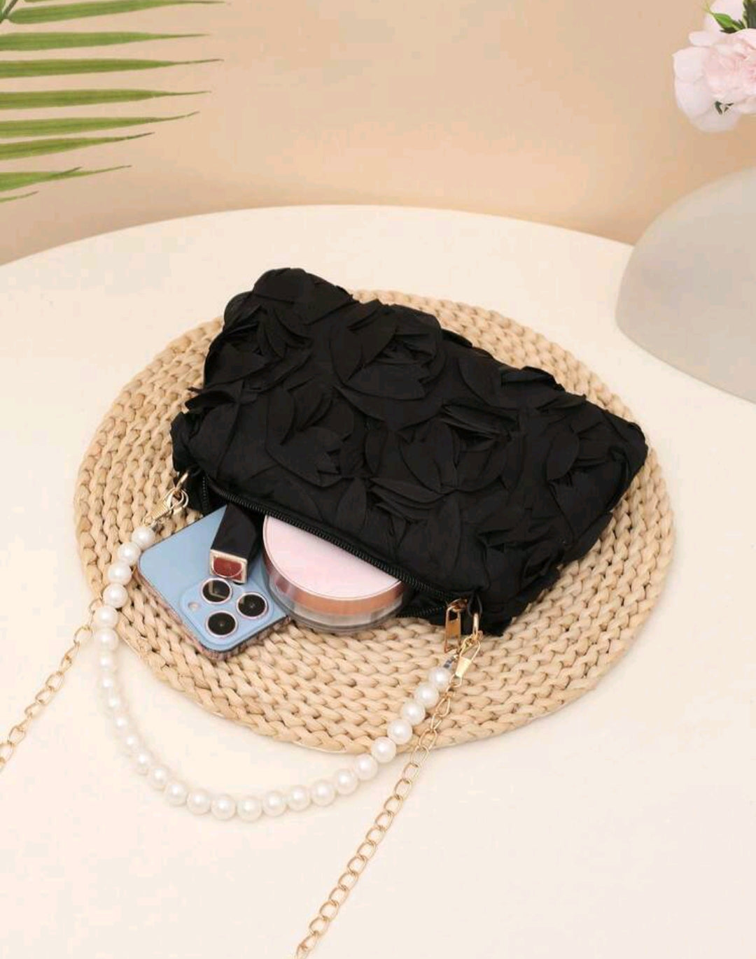 Black flower bag
