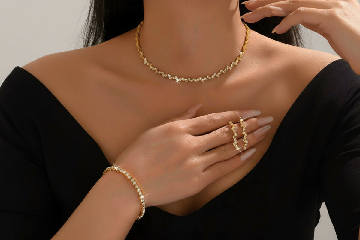 Gold evening set