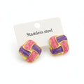 Pink and purple stainless steel earrings