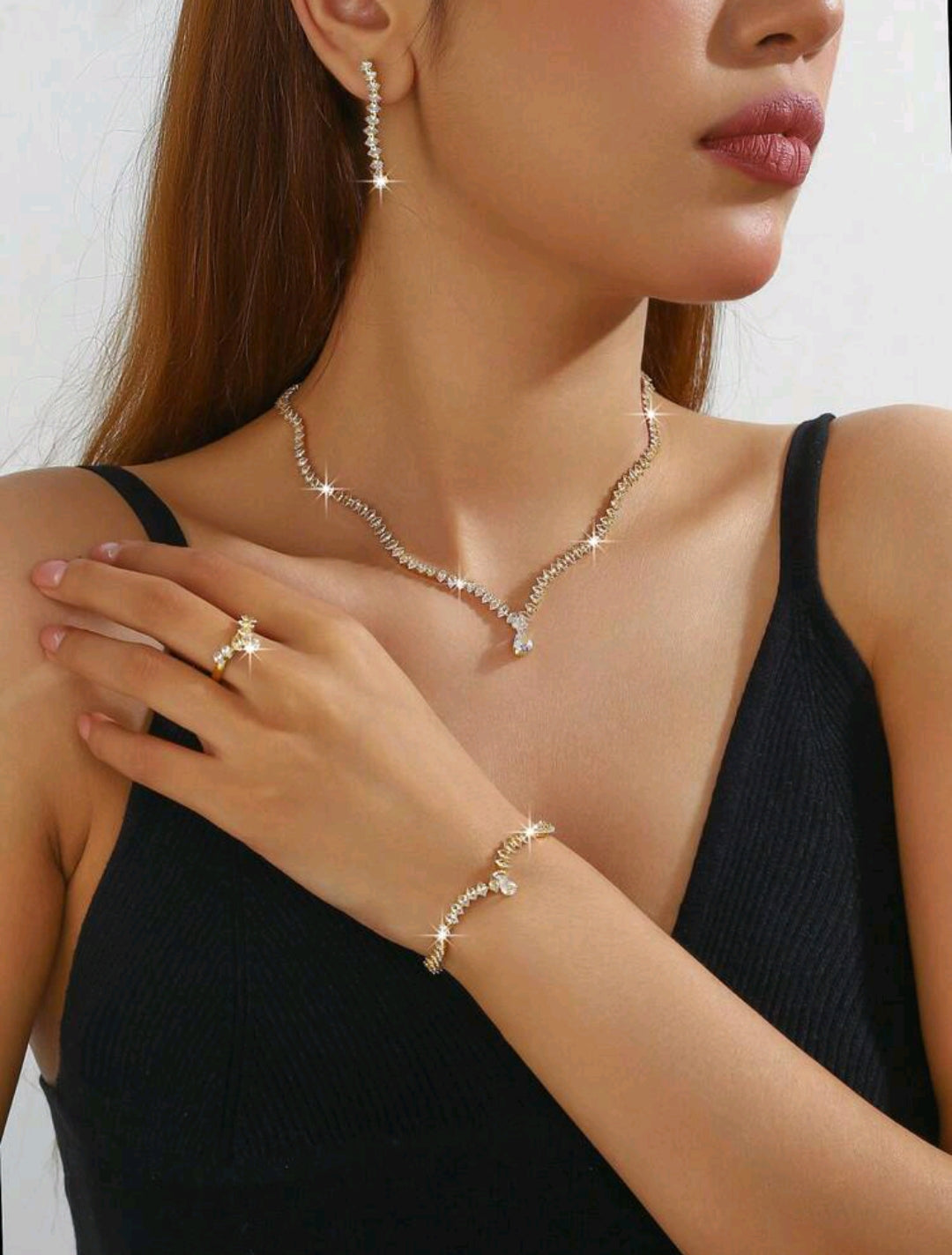Gold geometric jewelry set