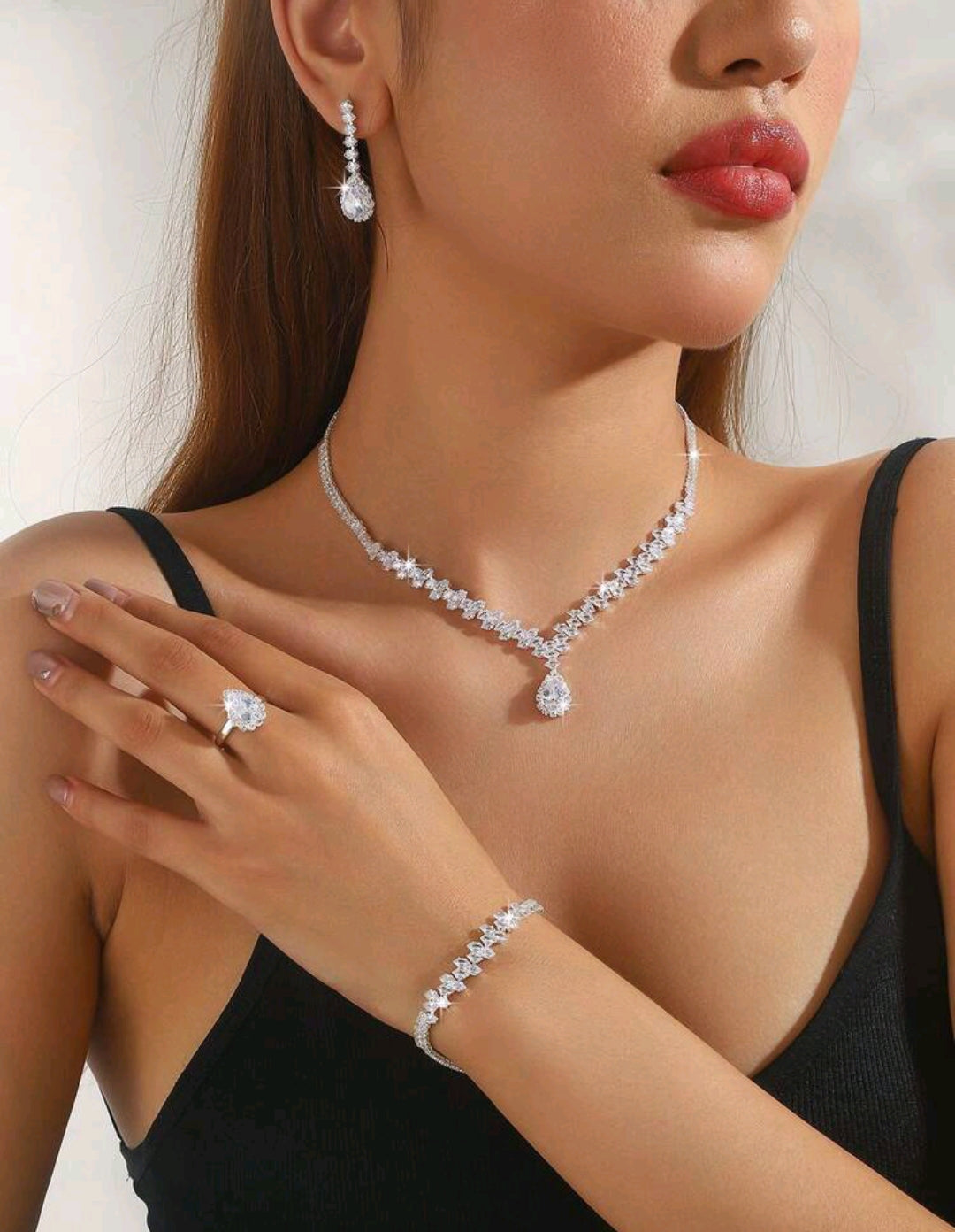 Water drop zirconia jewelry set