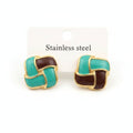 Green and black stainless steel earrings