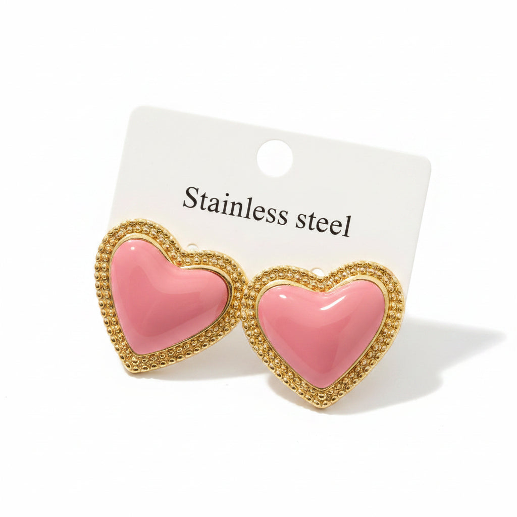 Pink stainless steel earrings