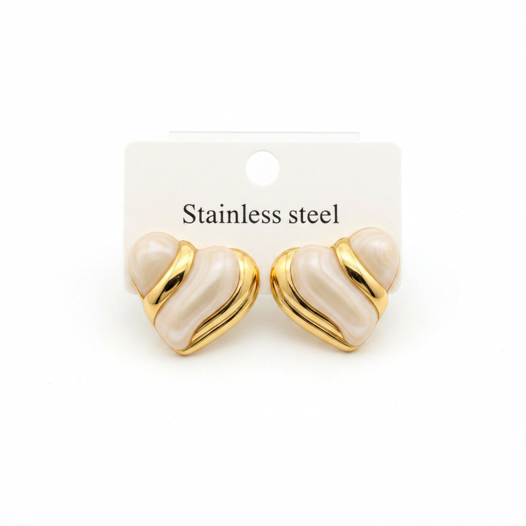White stainless steel earrings