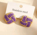 Purple stainless steel earrings