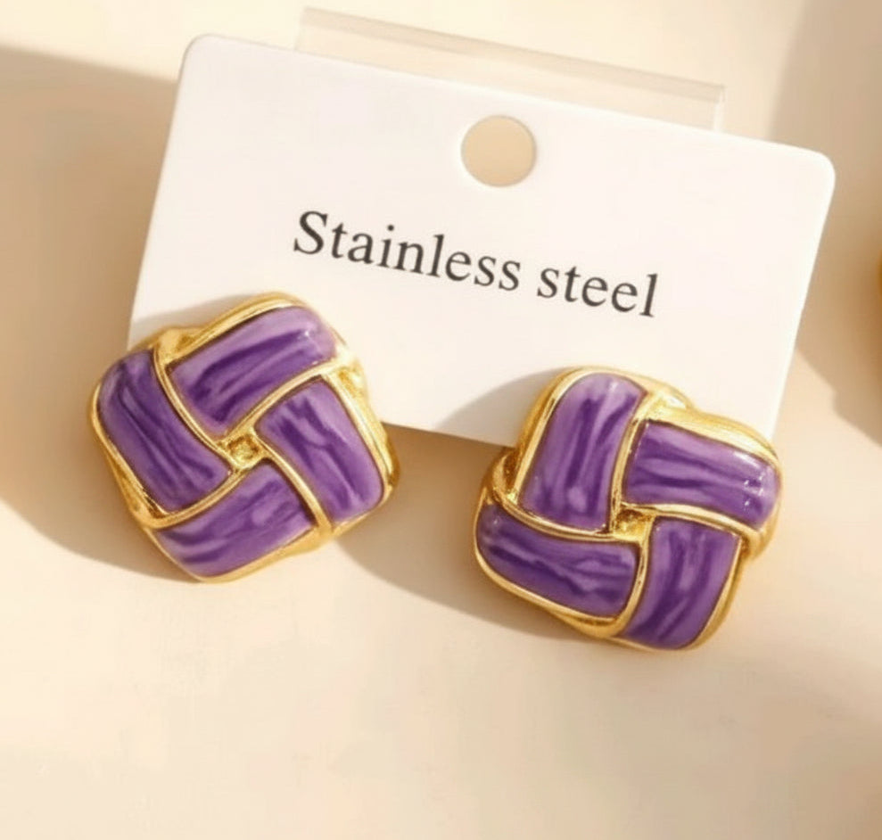 Purple stainless steel earrings