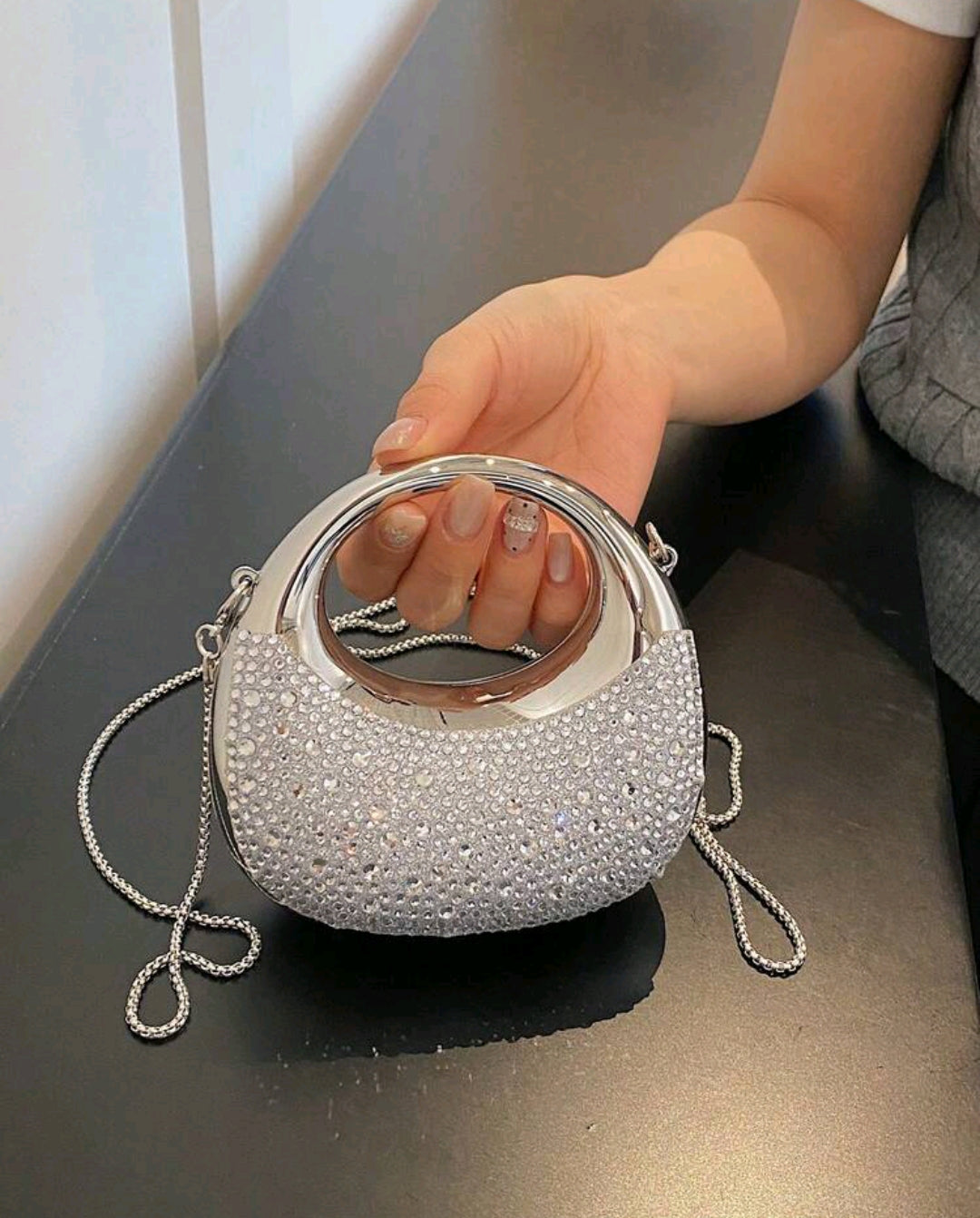 Silver evening mini bag