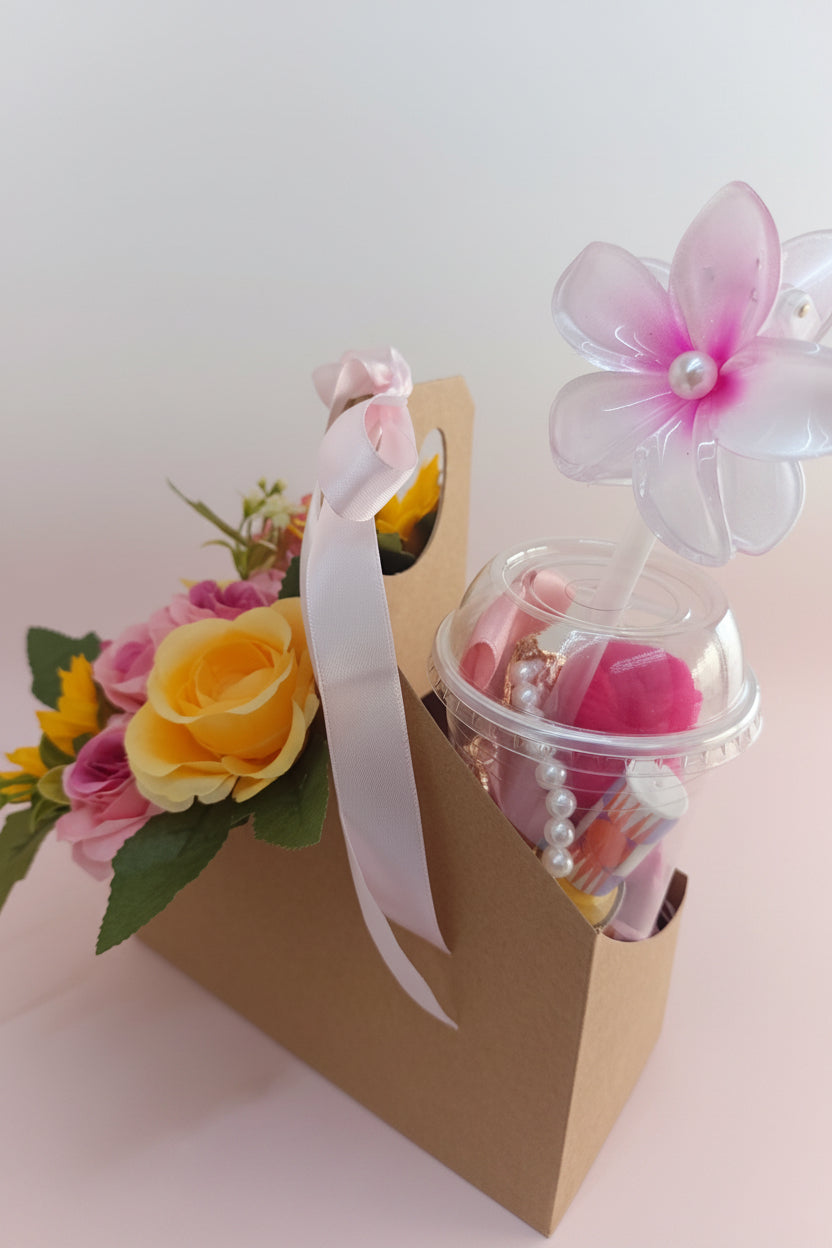 Customized flower box + 1 clips + 1 sponge + 1 keychain + 1 nail polish